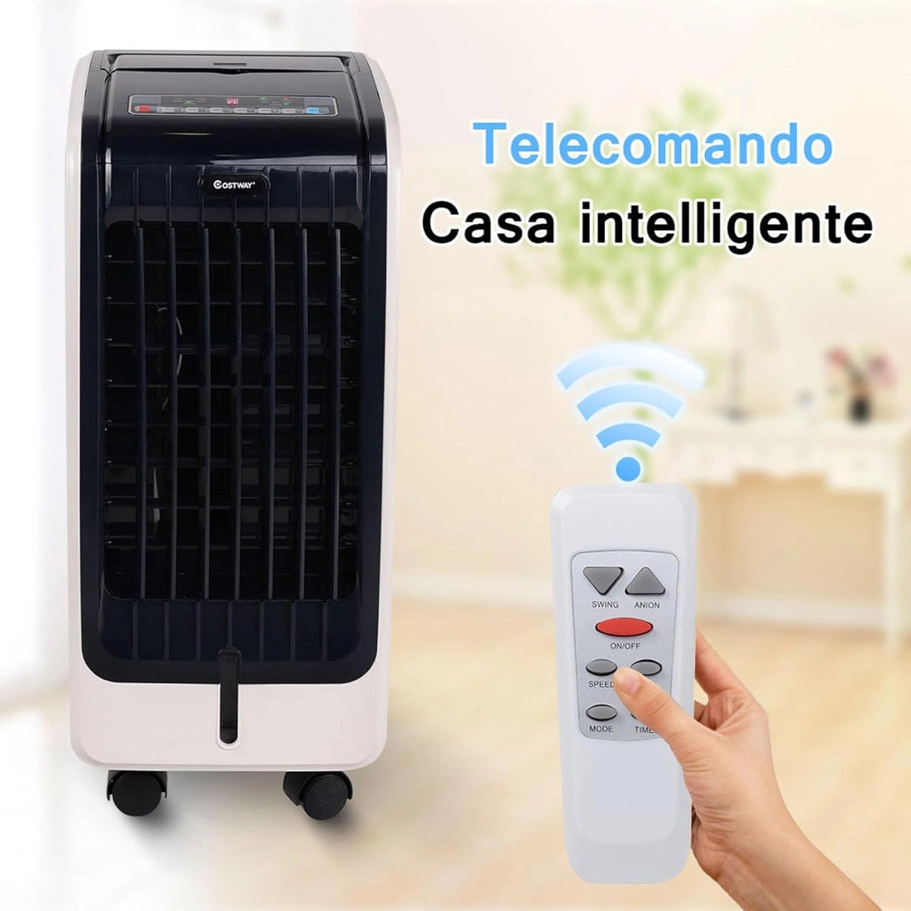 Condizionatore Climatizzatore Portatile Raffrescatore Evaporativo, con Telecomando, Funzione Raffreddatore e Umidificatore, Serbatoio Acqua 6L, 230V