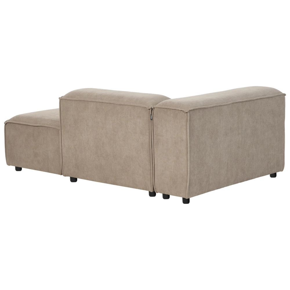 Chaise longue in velluto a coste poliestere verde lato destro gambe nere imbottite stile moderno