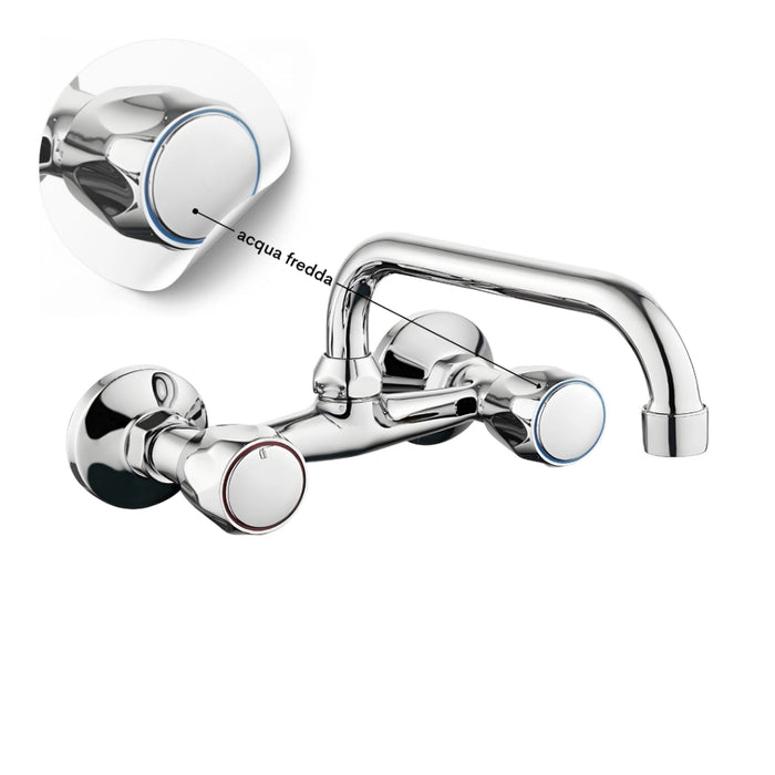 Rubinetto a muro up canna alta in ottone cucina con erogazione orientabile *** confezione 1