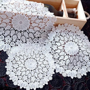 Set di tovaglie per tavolo da 4 pezzi - Bordatura bianca - Forma rotonda - Sostegni per tavolo - Cucina/Sala da pranzo - Dimensioni 35 cm