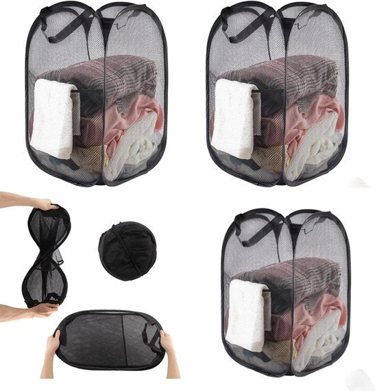 3 pezzi di asciugamano - Asciugamano pieghevole - Asciugamano pop-up - Per bagno, campeggio, università, camera e viaggi, Nero (36 x 36 x 56 cm)
