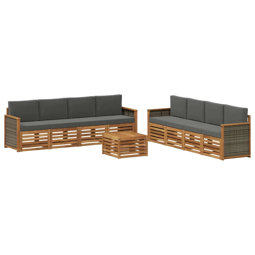 Set di divani da esterno 9 pz Naturale e Antracite 3384168