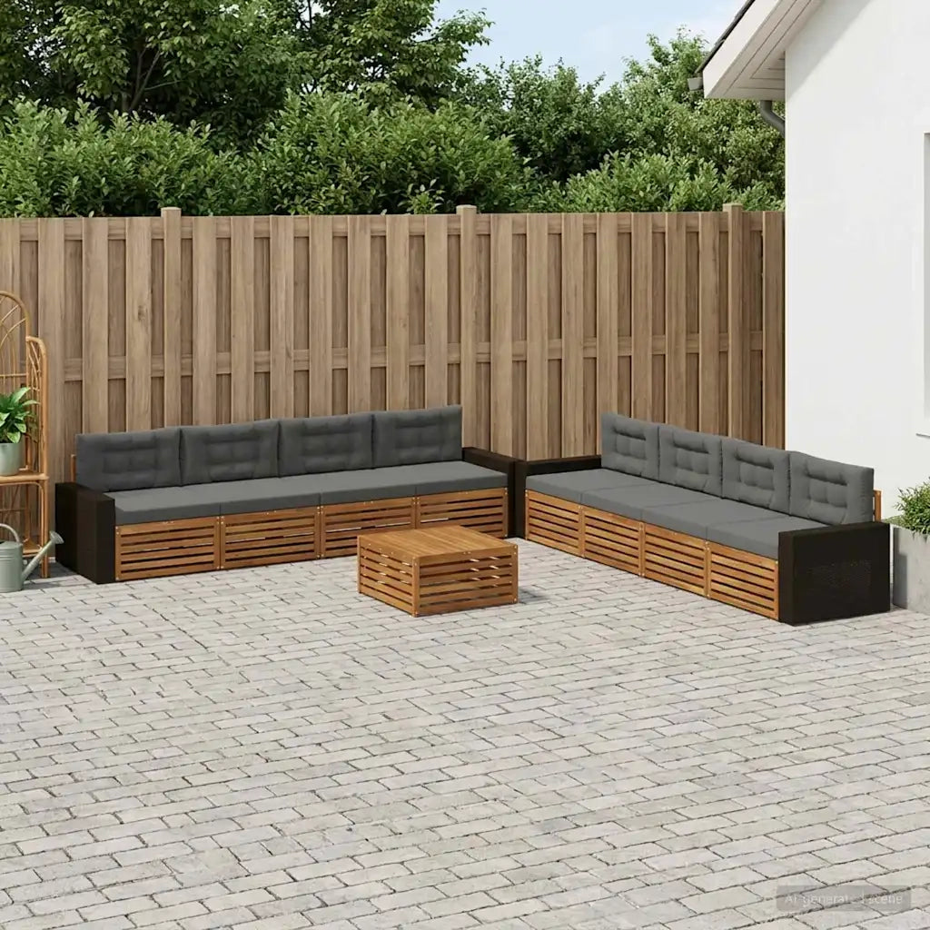 Set di divani da esterno 9 pcs Naturale e Antracite Poliestere 3383185