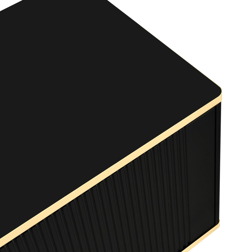 Mobile porta TV con 2 cassetti e ante; MDF e truciolare; 170 cm; nero e oro