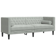 Divano | Divano da soggiorno | Sofa Chesterfield con Rinforzi 3 Posti Grigio Chiaro Velluto