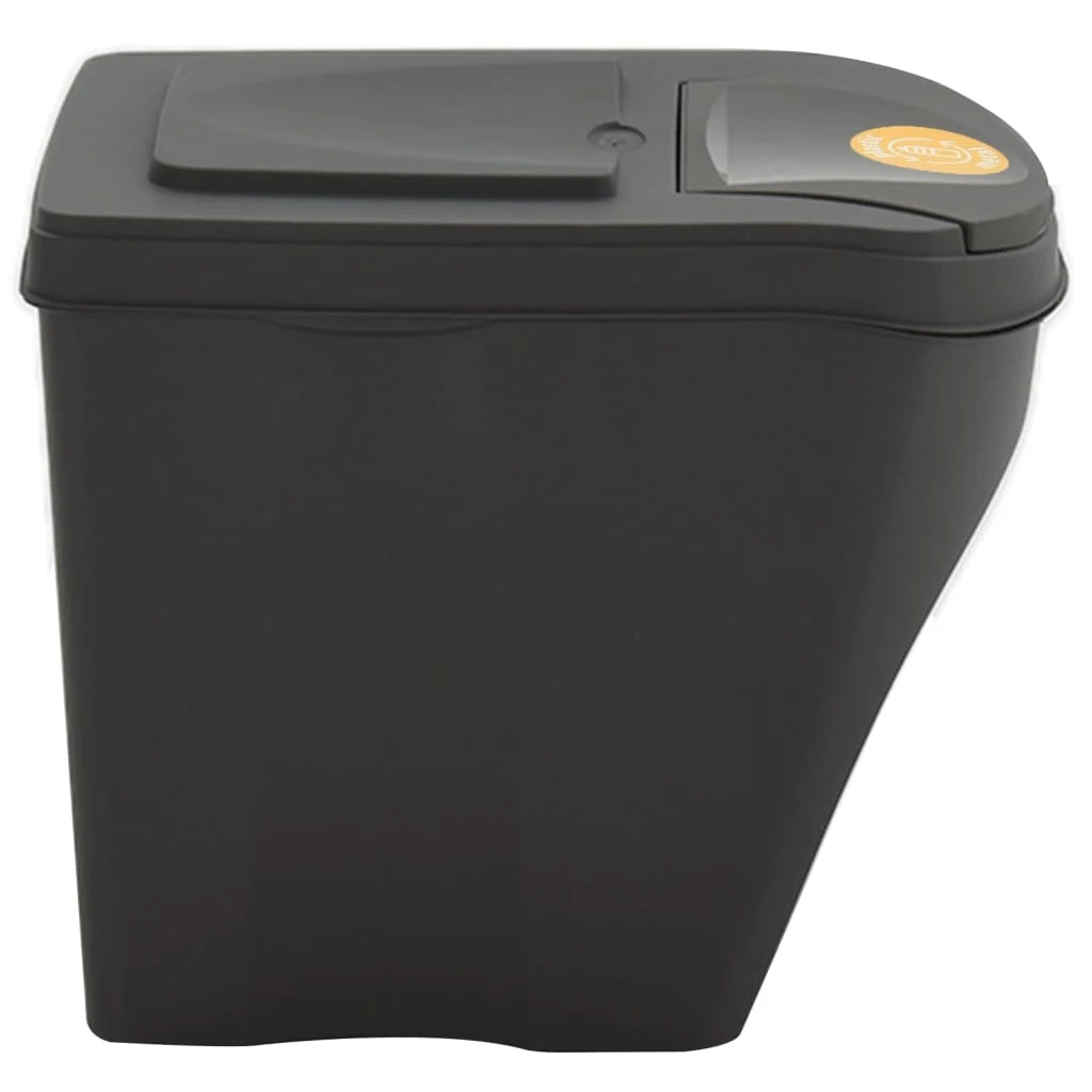 Set di 4 contenitori impilabili per rifiuti da 100 L in polipropilene grigio 02_0043895