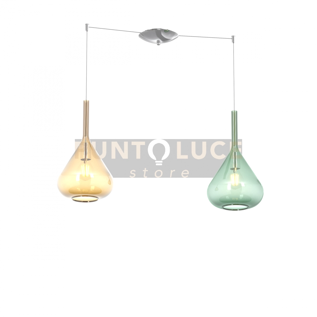 SOSPENSIONE CROMO 2 LUCI SPOSTABILE VETRI AM + VE 1177CR-S2 S-MC