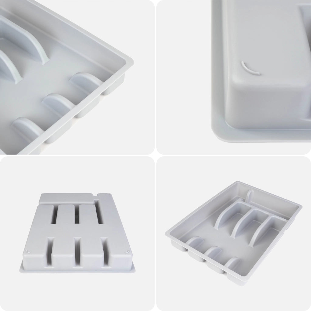 Inserto in plastica per cassetto KADAX, organizer per posate da cucina, grigio chiaro