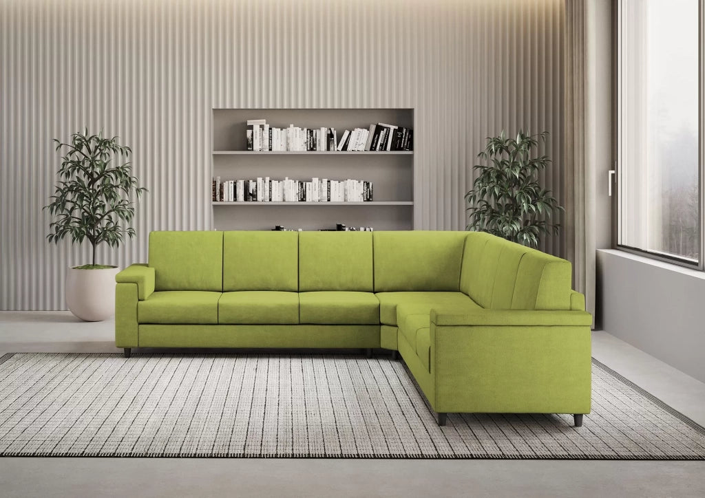 Divano marrak 3 posti  (tre sedute da 60cm) + angolo + divano 3 posti (tre sedute da 60cm) misure esterne l.286x286 | verde - Mobili 2G