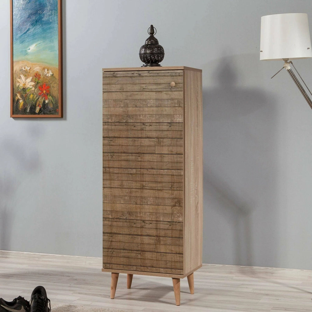 Mobile Portascarpe Dacrydium, Scarpiera 16 Paia, 50x38x135h cm Marrone Quercia
