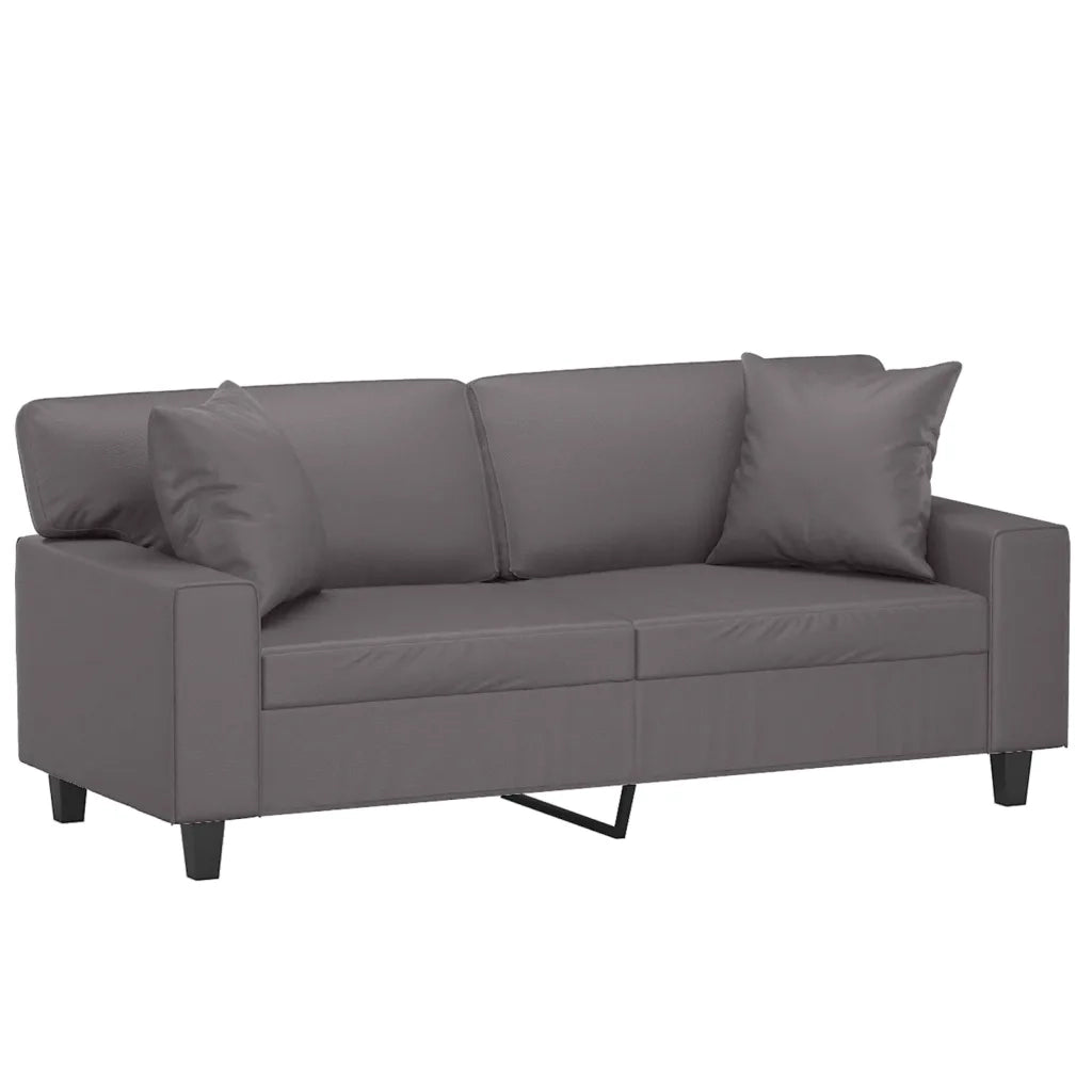 Divano | Divano da soggiorno | Sofa a 2 Posti con Cuscini Grigio 140 cm in Similpelle