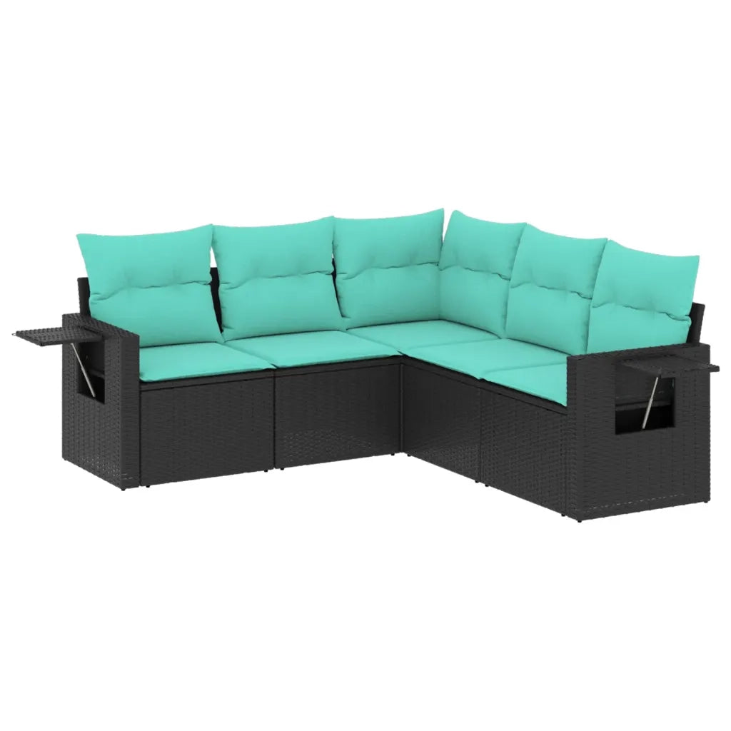 Set Divani da Giardino 5 pz con Cuscini Nero in Polyrattan 3220146