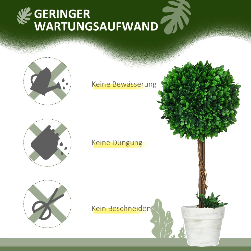 Set 2 piante artificiali Buxus ¨C Zephmum ¨C Verde, resina, 28x28x60 cm