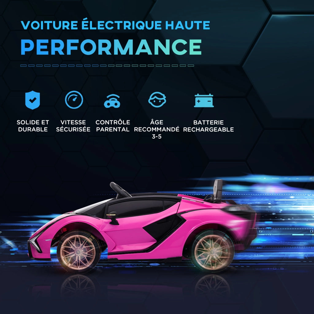 Auto elettrica Lamborghini Sian per Bambini ¨C zephmum ¨C 12V 5Km/h con Telecomando Rosa