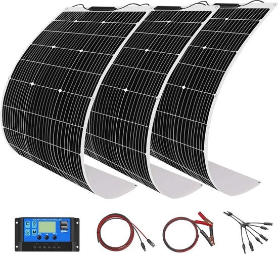 Kit Solare Off-Grid 300W 12V Pannello Solare Flessibile con Regolatore di Carica per Camper e Barca