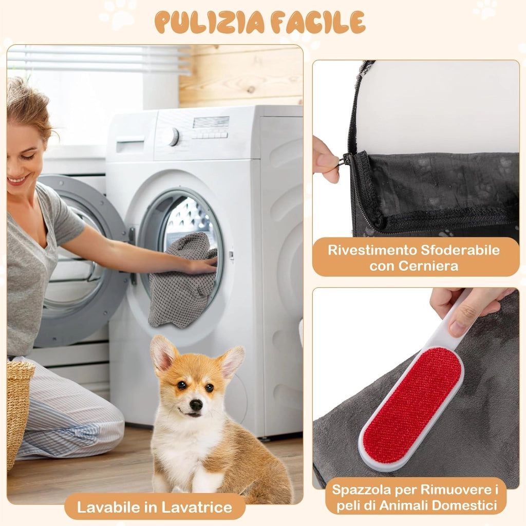Rampa per Cani in Schiuma, Scale per Animali con Copertura Lavabile, Fondo Antiscivolo, Passi Incline per Letti e Divani, Scala per Animali Piccoli, Anziani e Feriti (Grigio,2,41 x 43 x 29cm)