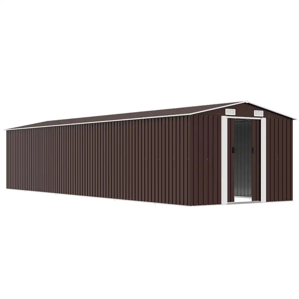 Capanno da Giardino Marrone 257x779x181cm in Acciaio Zincato