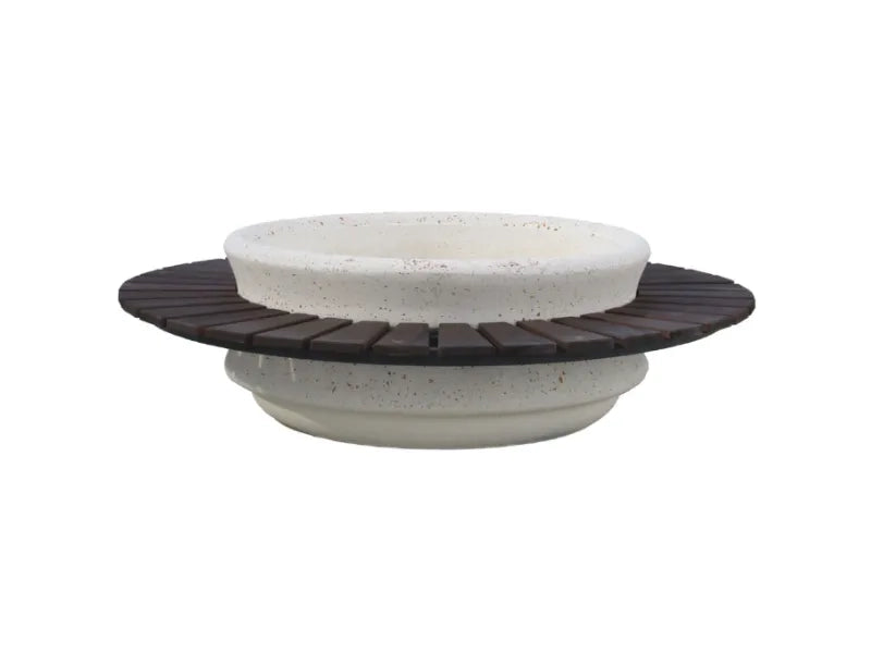 Fioriera Selene 1644 Giochipark calcestruzzo finto marmo panca legno Ø170x65h