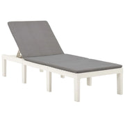 Lettino prendisole sedia a sdraio lettino prendisole letto da giardino mobili da esterno per patio con cuscino in plastica bianca 02_0012501