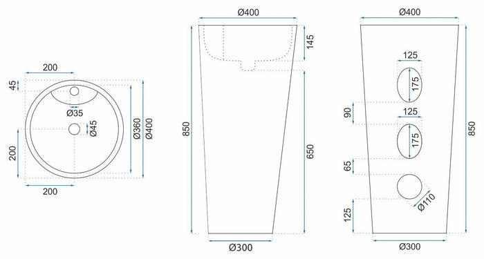 Lavabo Monolitico Blanka Natural Matt