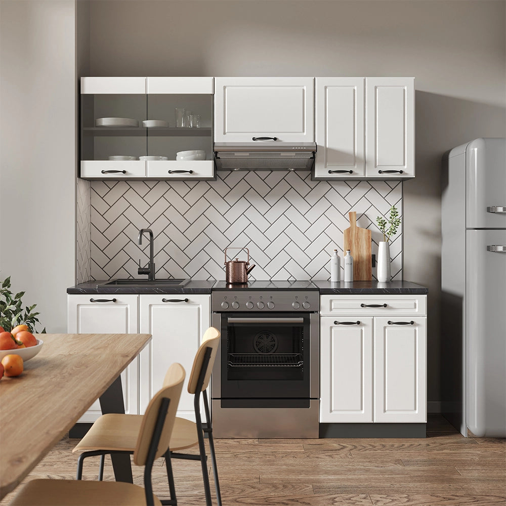 Vicco Cucina componibile Bianco casa di campagna/antracite 200 cm , PL Antracite