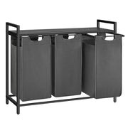 Cesto portabiancheria con 3 scomparti e 1 ripiano rimovibile per sacchetti capacità 38 l per sacchetto per bagno/lavanderia grigio 12_0006757