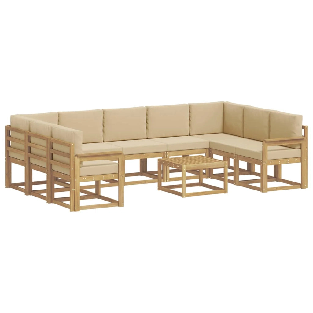 Set di divani da esterno 10 pcs Bianco e Beige 59 x 59 x 37 cm