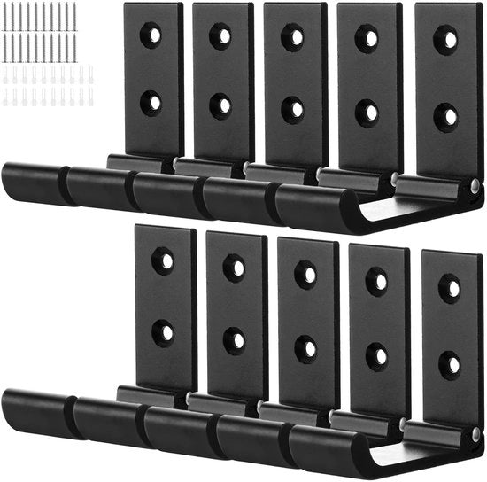 Set di 10 Hanger da asciugamano e da abito - Inclinabile - Nero - Lega di alluminio - Corrosione resistente - Haak