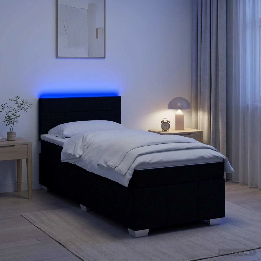 Letto box spring con materasso Nero 90 x 200 cm Tessuto 3452581