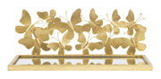 Comodino coppia mensola BUTTERFLIES 43x19,2x16,5 cm metallo dorato con piano in vetro