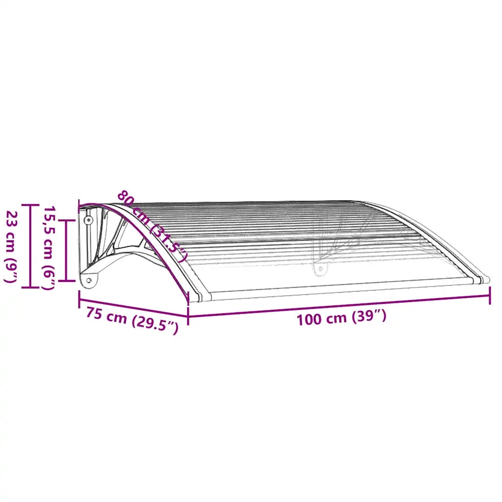Tettoia per Porta Nero e Trasparente 100x75 cm in Policarbonato CFW2224670