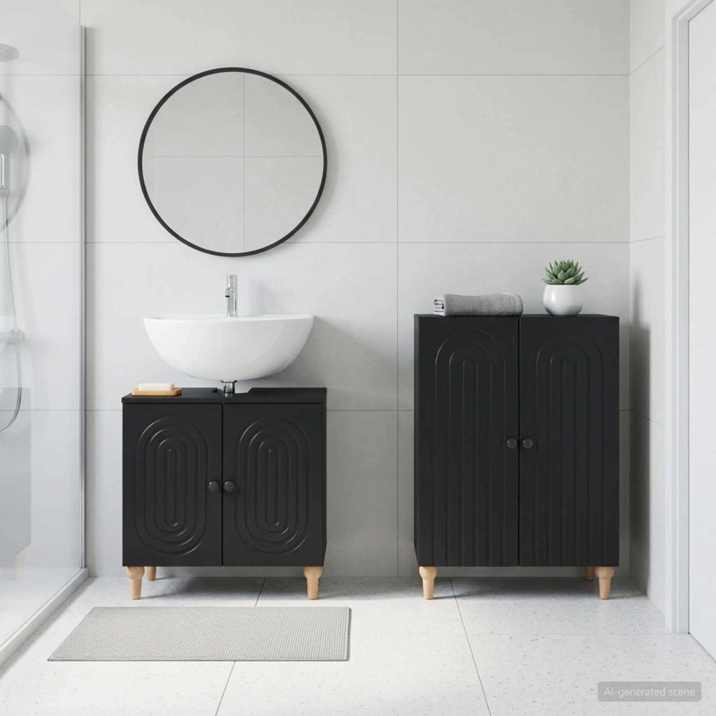 Set di Armadi da Bagno da 2 Pezzi ALKMAAR Nero 3417586