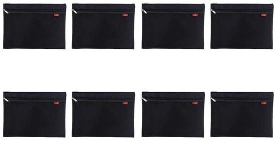 8 borse A4 con rete trasparente con cerniera, contenitori per mappe, borsa con rete trasparente con cerniera, nylon trasparente, impermeabile doppia cerniera, per scuola, ufficio, viaggi, nero
