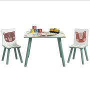 Tavolo per bambini con sedie ¨C zephmum ¨C 3 pezzi verde motivo animali