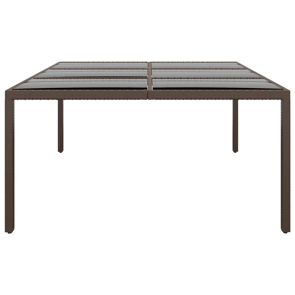 Tavolo da Giardino | Tavolino da esterno con Piano Vetro Marrone 200x150x75 cm Rattan