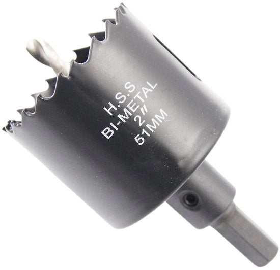 Cutter a Foro Bi-Metal - Robusto e Riciclabile - 51 mm - Adatto per legno e plastica - Testa di Troncato Circolare
