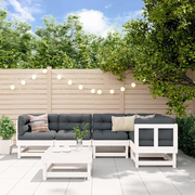 Set Divani da Giardino 6pz con Cuscini in Legno Massello Bianco 3185984