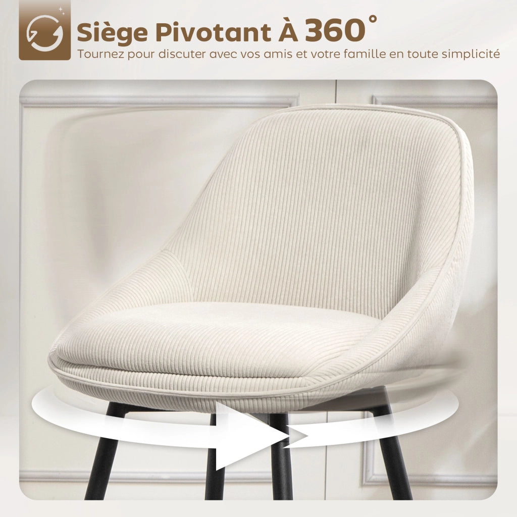 Sgabelli da bar in tessuto velluto ¨C zephmum ¨C crema 49x52x88 cm