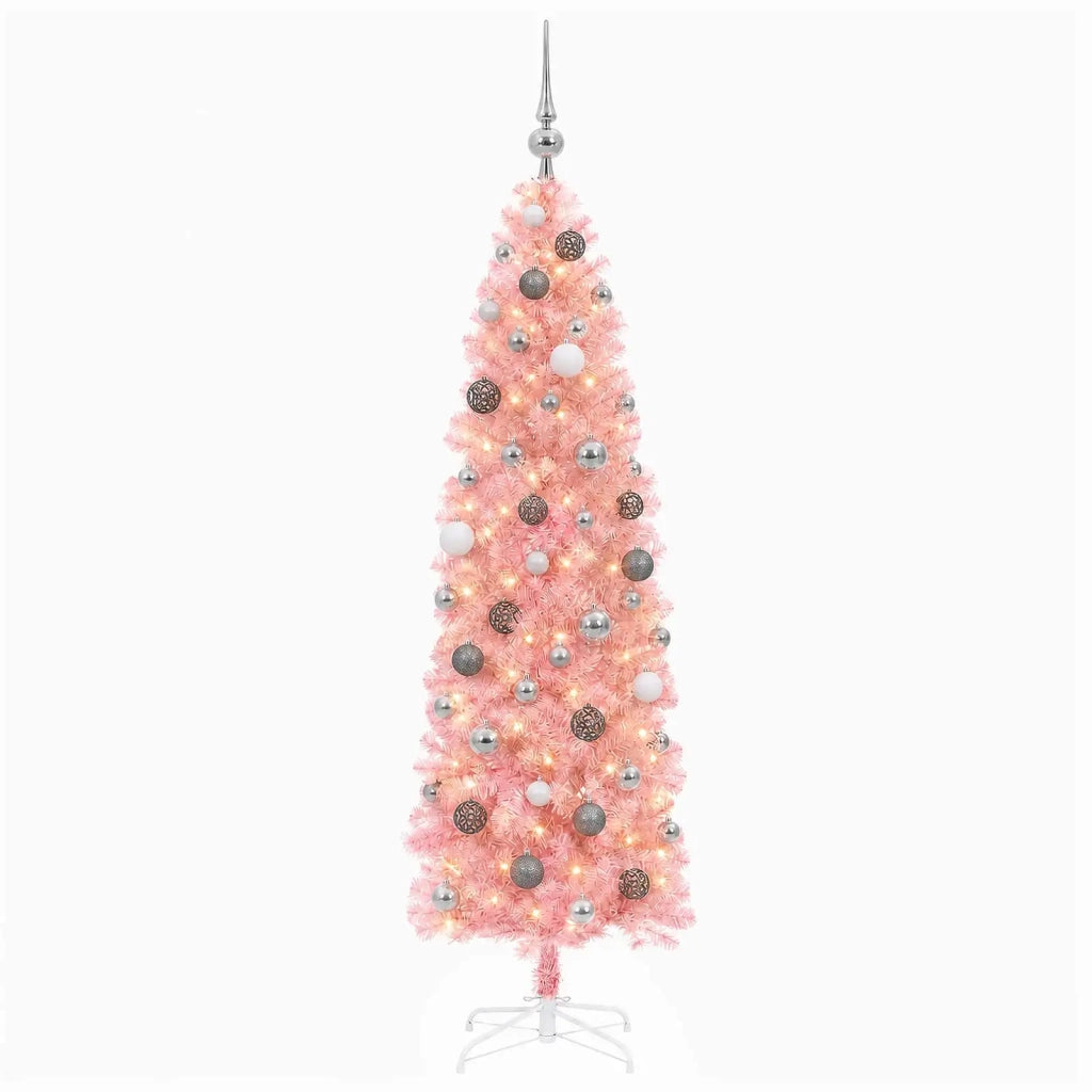 Albero di Natale Artificiale Slim con Palline 180 cm 300 LED 3461082