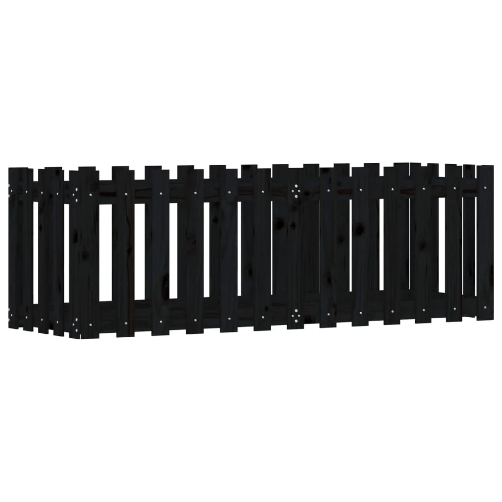 Fioriera rialzata per piante fiori patio giardino design del giardino con recinzione 150 x 50 x 50 cm pino nero massiccio 02_0039799
