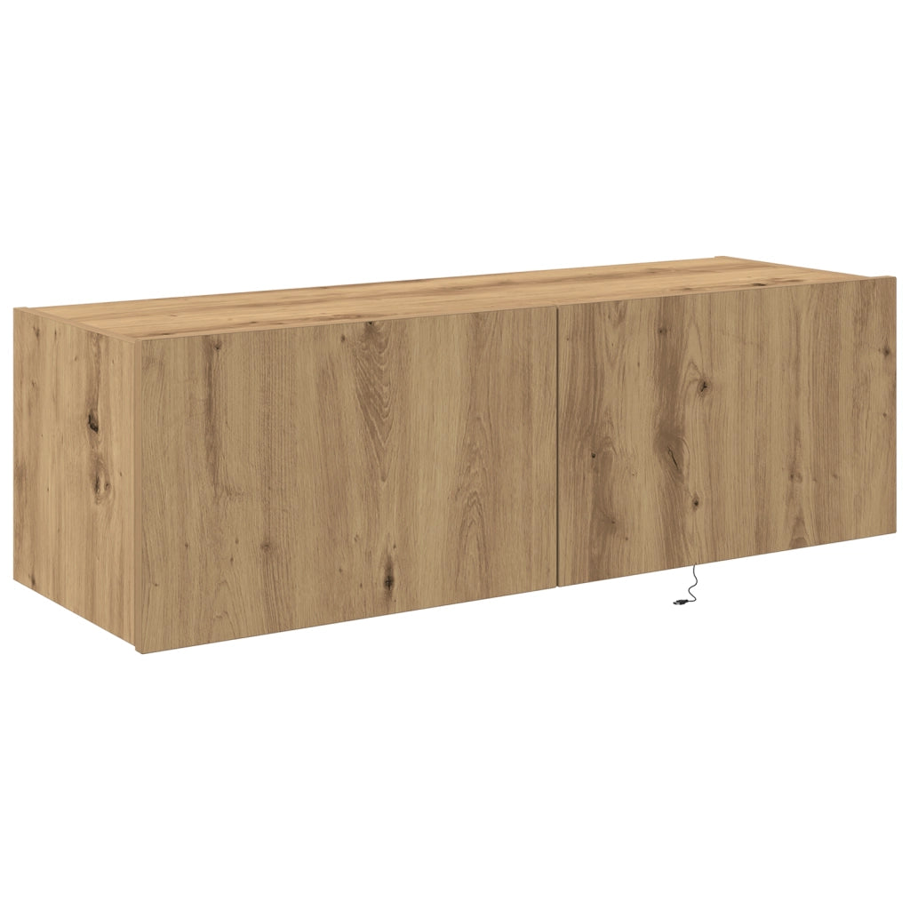 Mobile TV con luci LED Rovere Artigianale 100x35x31 cm