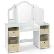Toeletta per bambini 107 x 40,5 x 117 cm design 2 in 1 con specchio rimovibile e moderno contenitore in MDF bianco 20_0018875