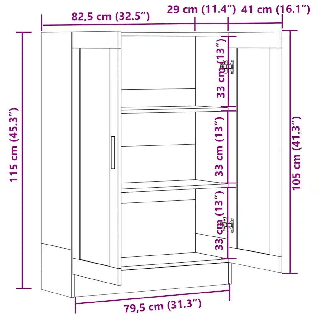 Armadietto Vetrina Grigio Cemento 82,5x30,5x115 cm Multistrato CFW8499560
