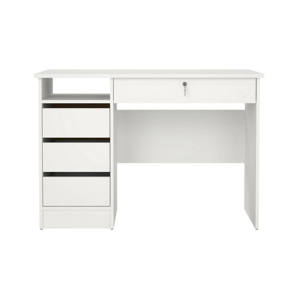Scrivania Franklin, Scrittoio multiuso, Tavolo per ufficio porta PC, Piano di lavoro, 109x49 h76 cm, Bianco
