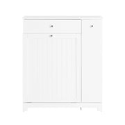 SoBuy Mobile Bagno Salvaspazio Alto e Stretto Mobile Colonna con 1 Cassetto, 2 Cesti Portabiancheria e Ripiano Estraibile Armadietto da Bagno Multiuso 78x38x90cm BZR214-W