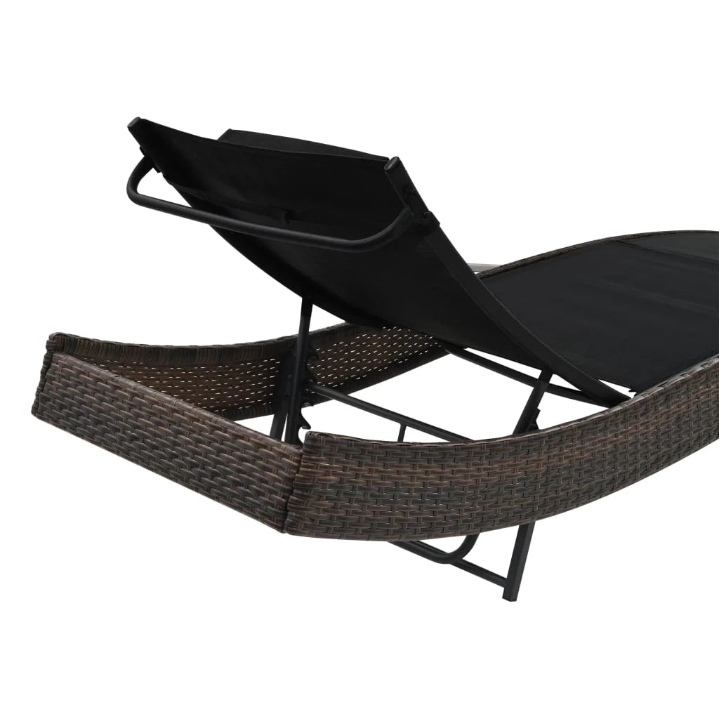 Lettino prendisole sedia a sdraio lettino prendisole letto da giardino mobili da esterno per patio con cuscino resina intrecciata marrone 02_0012558