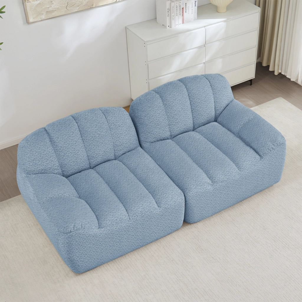 Divano modulare senza struttura con seduta profonda design ergonomico senza montaggio in pile granulato blu