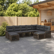 Set Divano da Giardino 9 pz Grigio e Grigio Scuro polyrattan 3435017