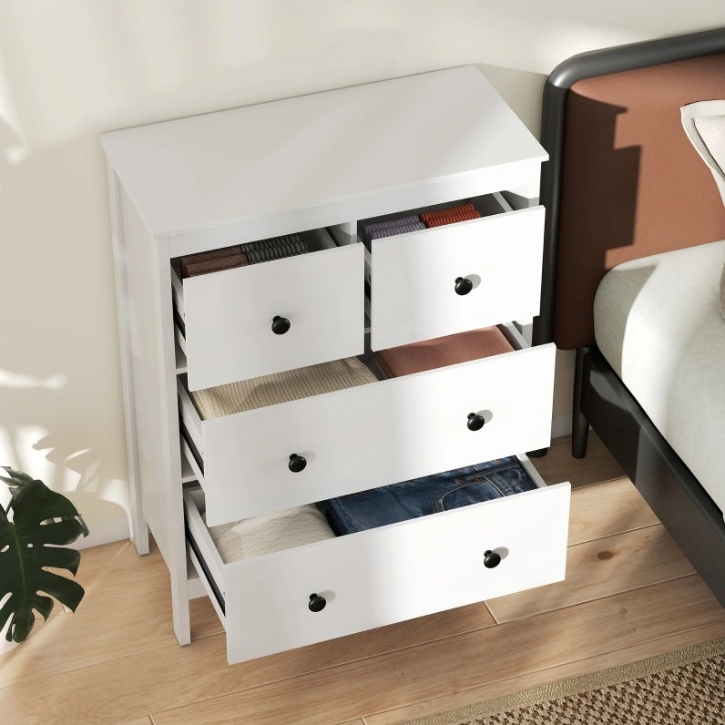 Cassettiera bianca con 4 cassetti; 74 x 35 x 97 cm