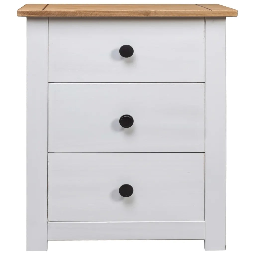 Comodino Bianco 46x40x57 cm in Legno di Pino Panama Range cod mxl 40313